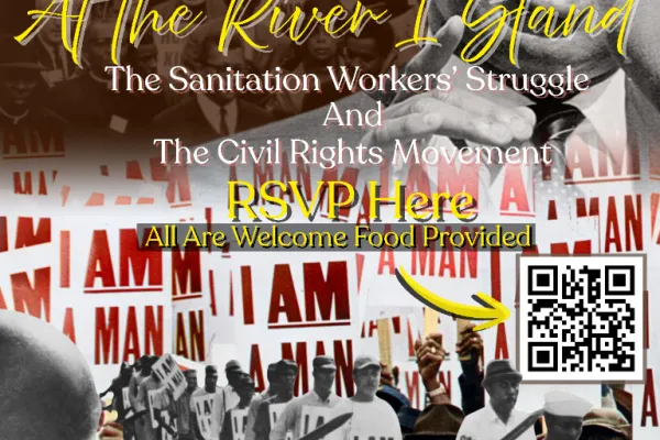 Flyer for the film screening of "At the River I Stand" at IBEW
