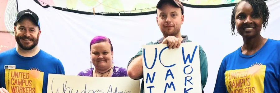 CWA members holding signs